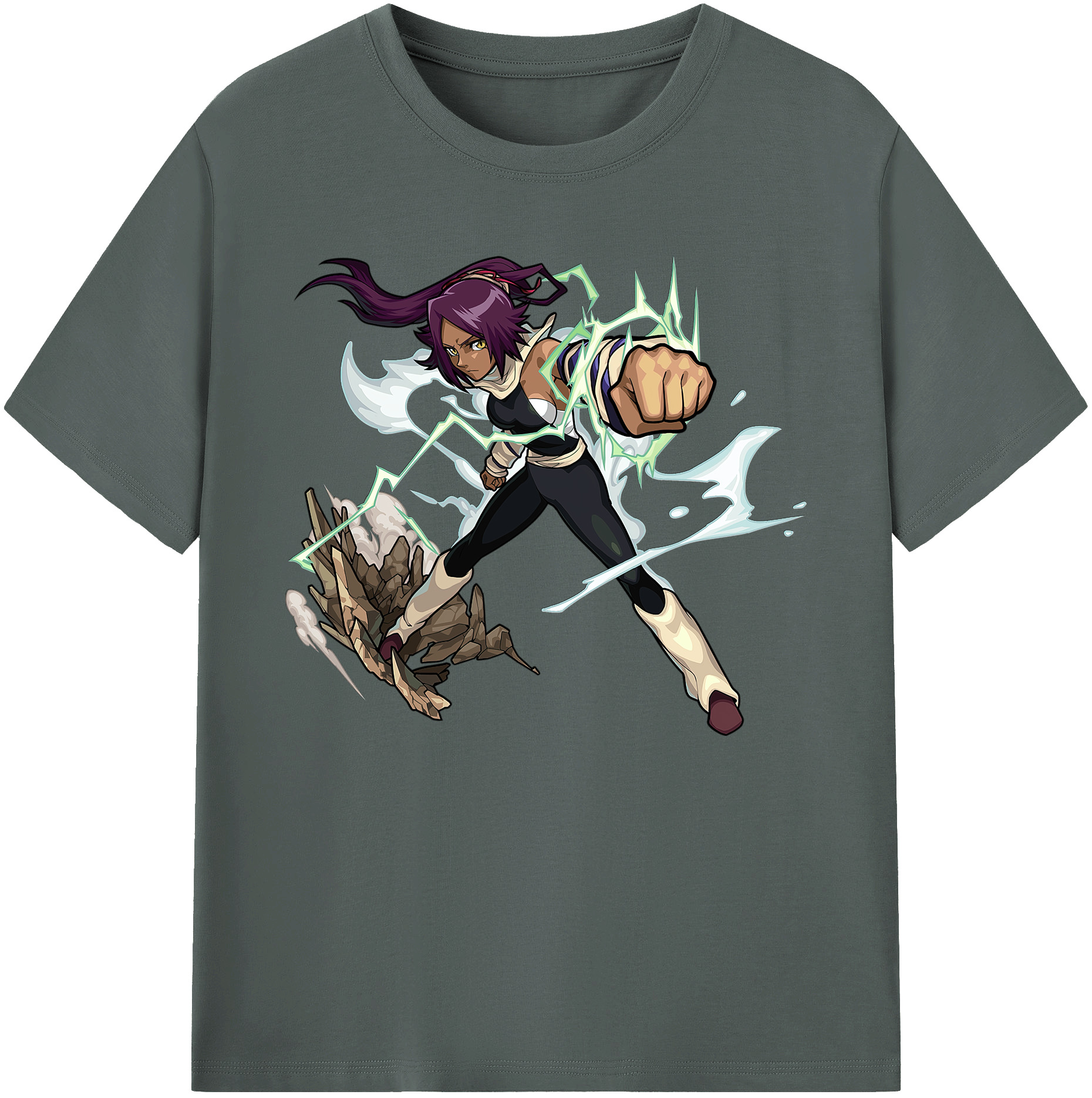 （画像用） ブリーチ 四楓院 夜一（しほういん よるいち） BLEACH Shihouin Yoruichi 綿100％ メンズ半袖Tシャツ｜肌触りやわらか＆通気性